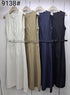 Sleeveless Belted Long Dress